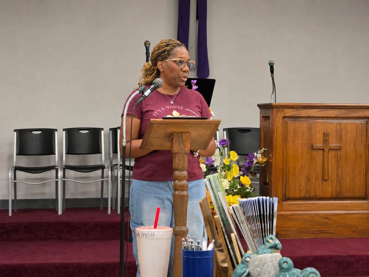 IPNP founder speaking at the Living Water Baptist Church Health Expo
