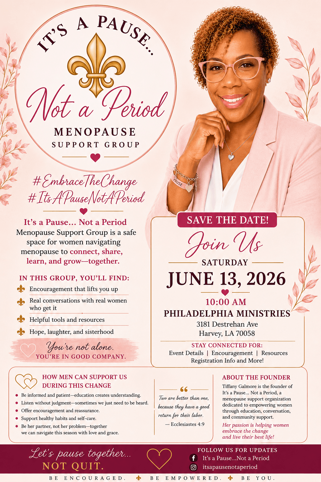 It’s a Pause...Not a Period: Menopause Support Group flyer