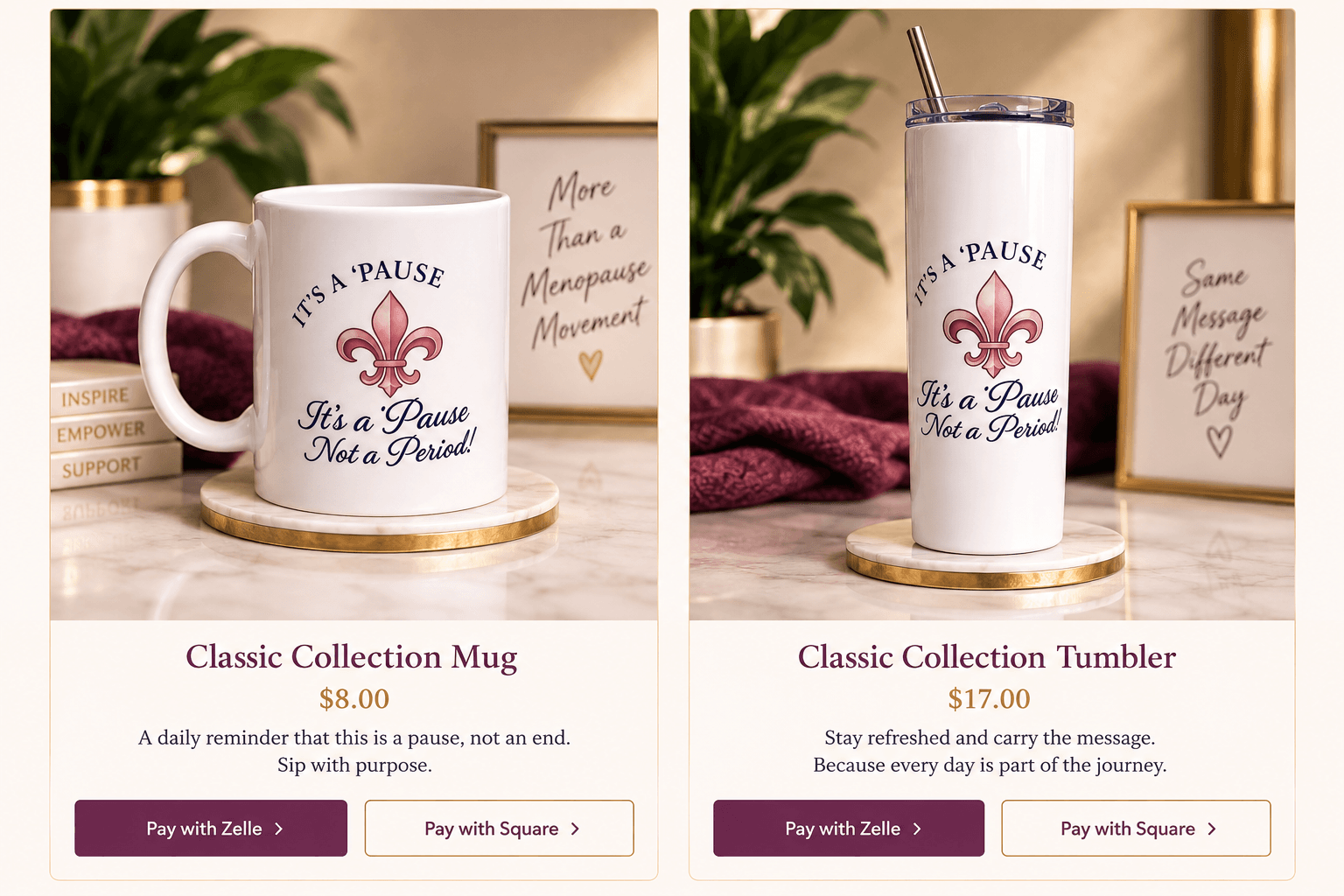 Classic Collection mug featuring the It's a Pause Not a Period artwork