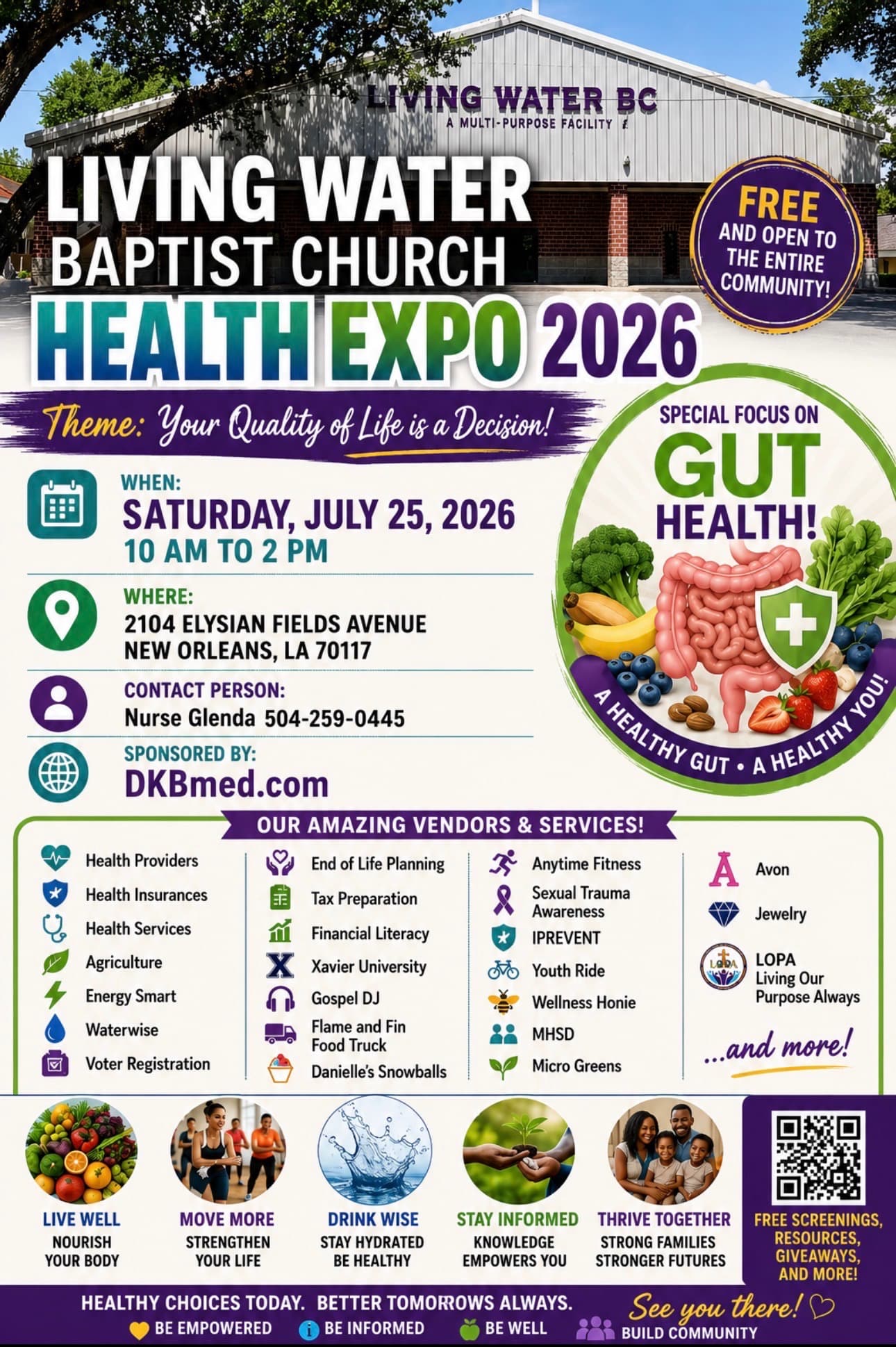 Living Water Baptist Church Health Expo 2026 flyer
